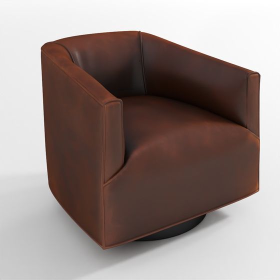 1950s Italian Shelter Arm Leather Swivel Chair