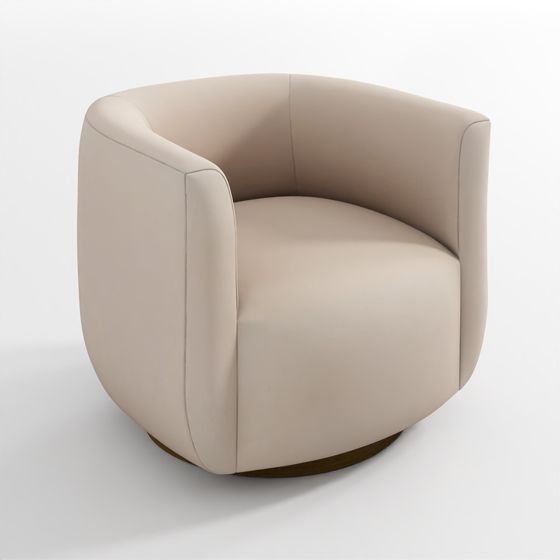 Поворотное кожаное кресло Остен с дубовым основанием