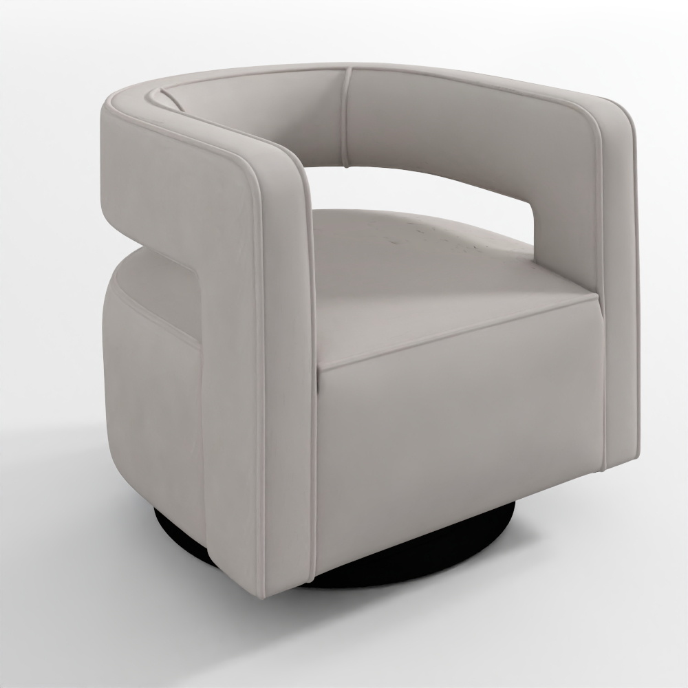 Drew Curved Leather Swivel Chair