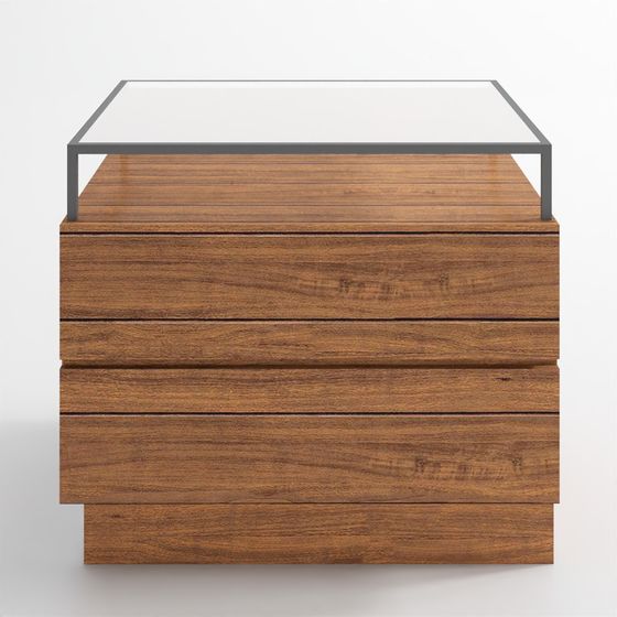 C2 Lawson Low Glass Top Nightstand
