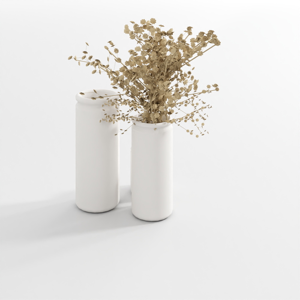 Ceramic Vase with Dried Angel's Trumpet