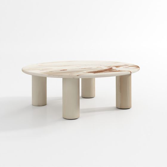 Bàn cà phê tròn 44 Homage đá cẩm thạch và gỗ sồi trắng