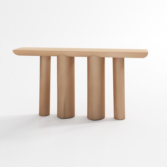 Bomen Asymmetrical Brown Oak Wood 66 Console Table