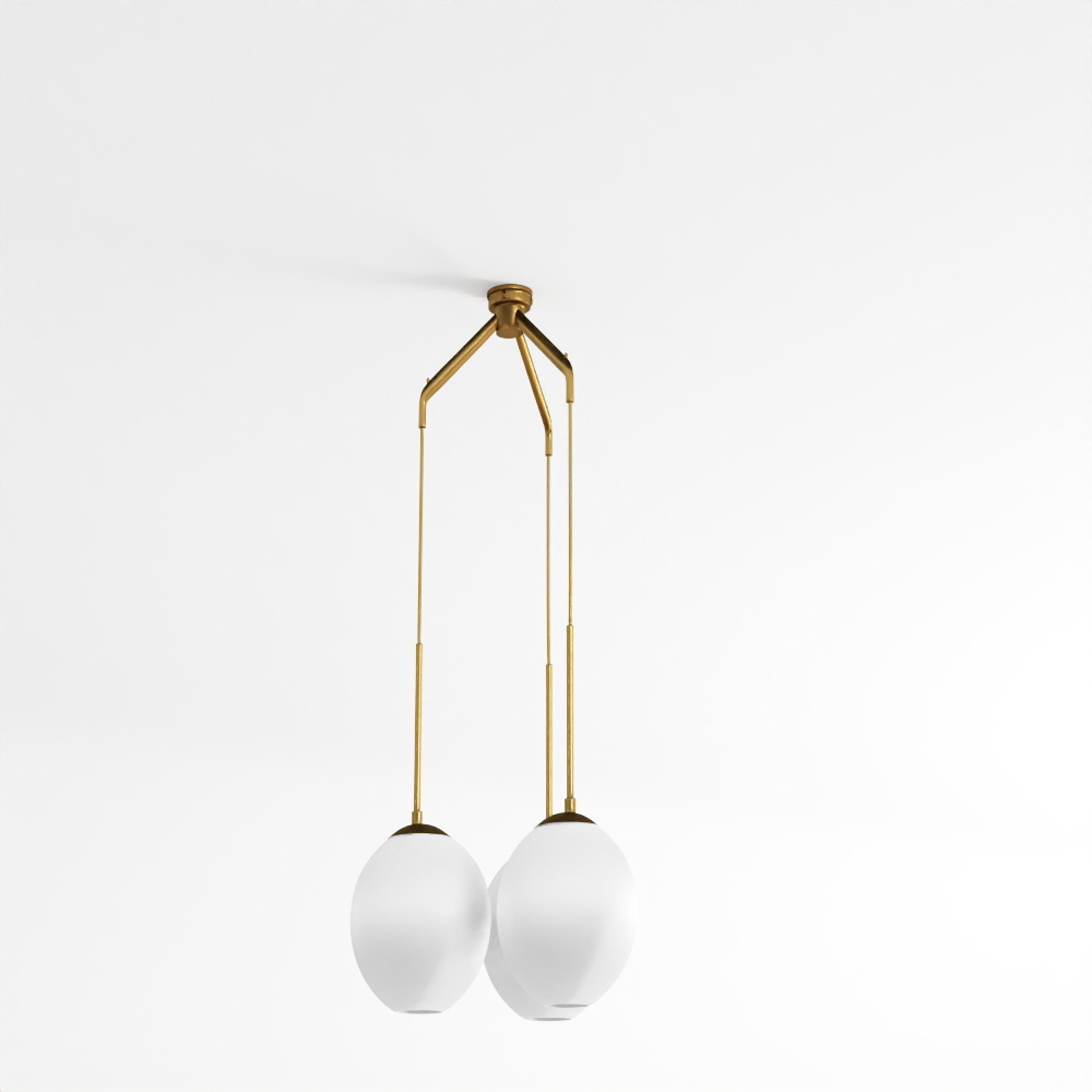 Moon Brass and Glass 3-Light Chandelier 37.5
