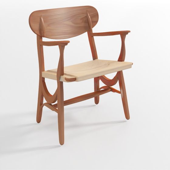 Elegant Curved Wooden Chair 3D model