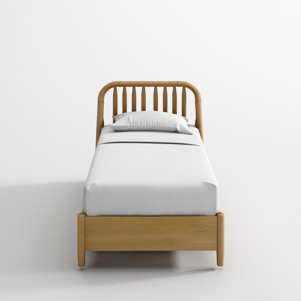 Letto Singolo con Spazio di Archiviazione Bodie in Rovere Naturale con Spindle