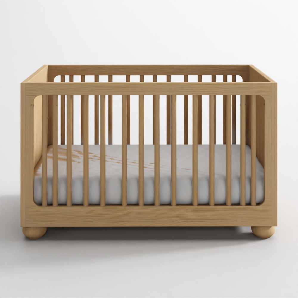 Emery Natural Oak Wood Convertible Baby Crib
