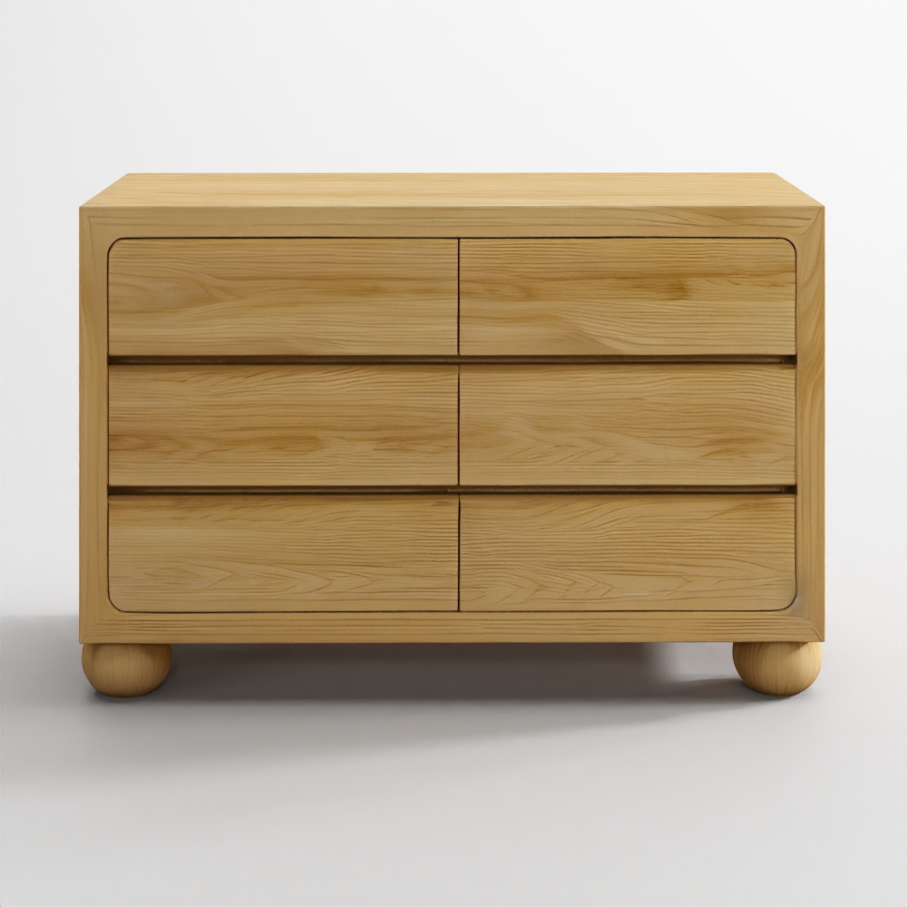 Широкий детский комод Emery 52 из натурального дуба с 6 ящиками