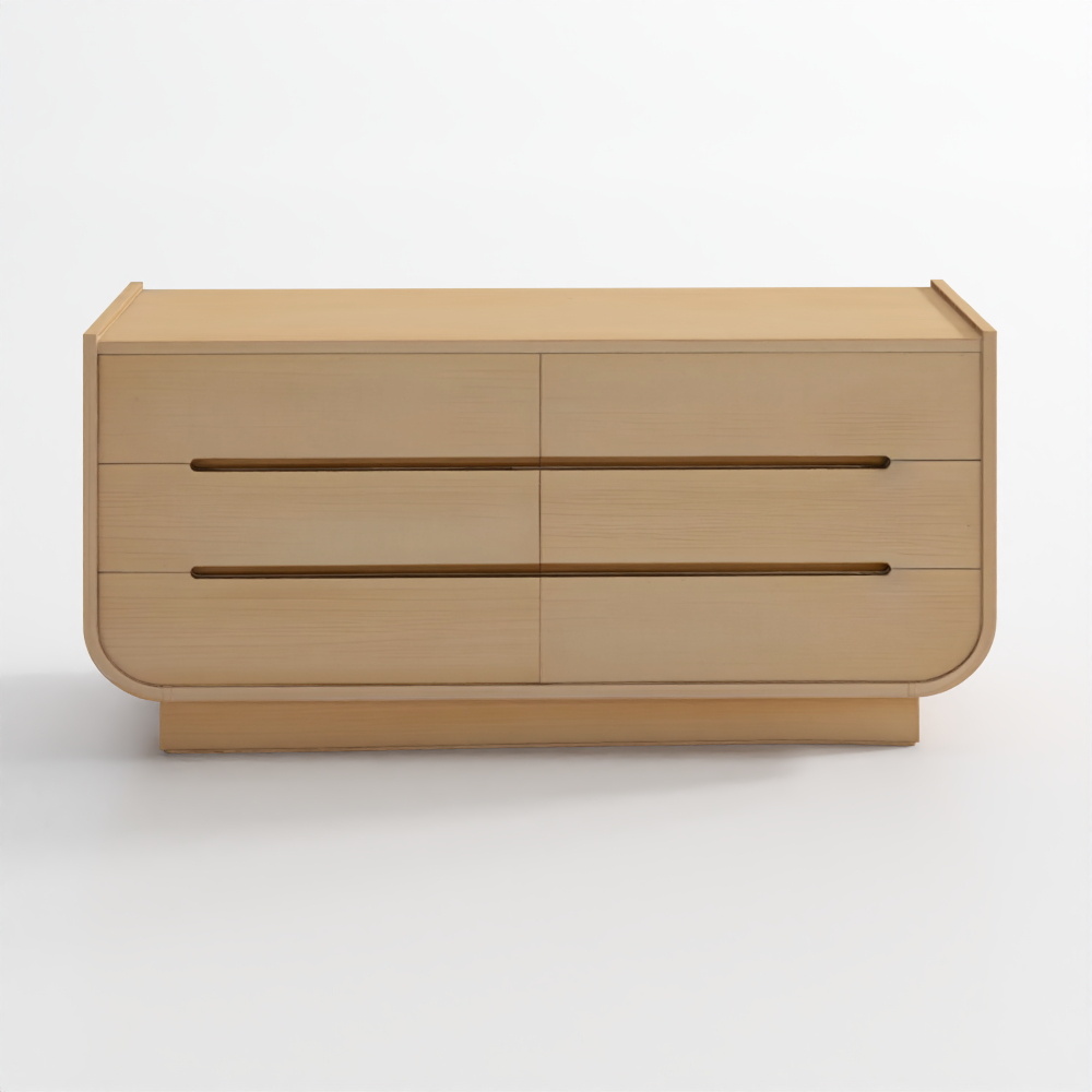 威尼斯65皮革及橡木六抽長櫃