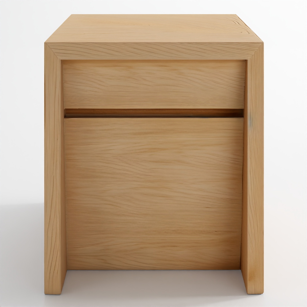 Vander Natural White Oak Wood Storage End Table