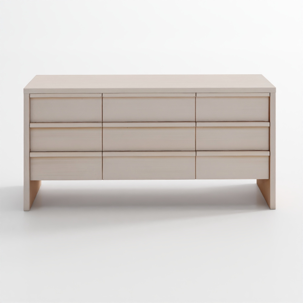 Clemente 68 Cómoda de Fresno Lavado con 9 Cajones