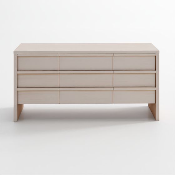 클레멘테 68 화이트워시 참나무 9서랍 서랍장