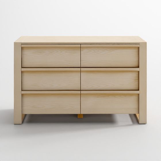 Gemini 55 Light Ash Wood 6-Drawer Wide Kids Dresser