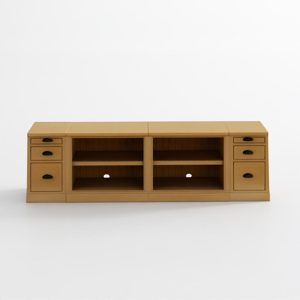 Aubrey Storage Shelf Console with File Cabinets (108)