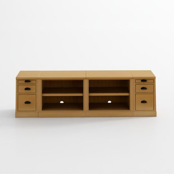 Aubrey Storage Shelf Console with File Cabinets (108)