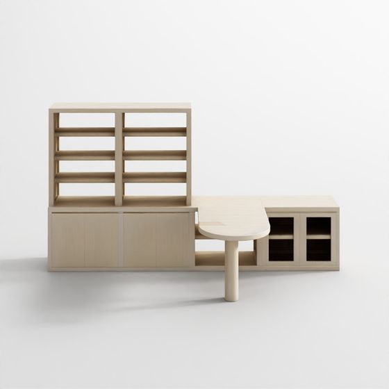 Cayman Peninsula Desk with Tall Bookcase Suite