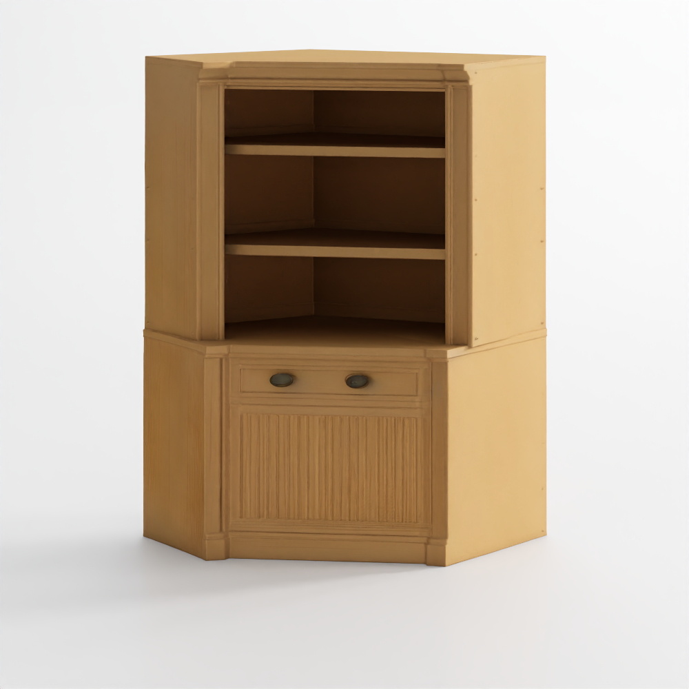 Aubrey Corner Bookcase with Storage Cabinet