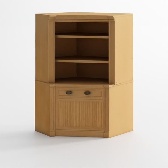 Aubrey Corner Bookcase with Storage Cabinet