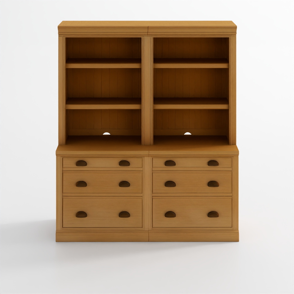 Aubrey Storage Shelf with 3-Drawer Cabinet