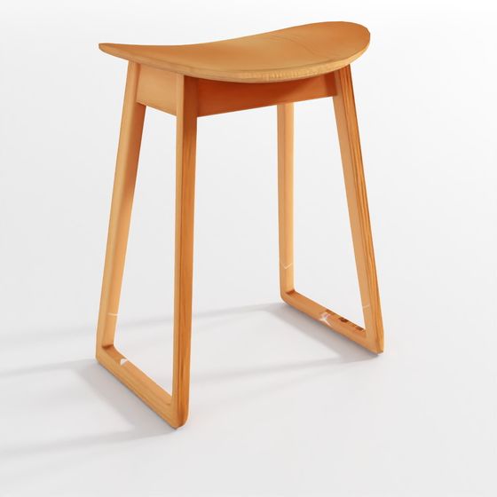 Modern Wooden Stool 3D model
