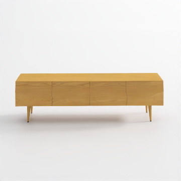 Modern Low-Poly TV Stand – Light Wood & Gold Legs