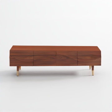 Elegant Low-Polygon TV Cabinet – Brown Wood Texture