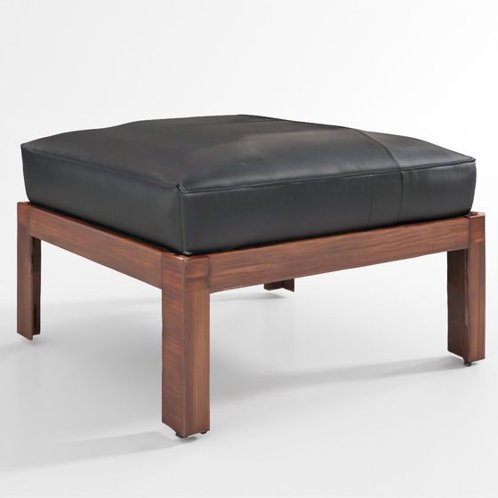 Modern Ottoman 3D model with Dark Wood and Leather