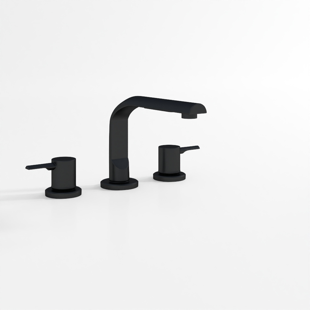 Miscelatore Lavabo a 3 Fori con Bocca Tonda - Nero Opaco