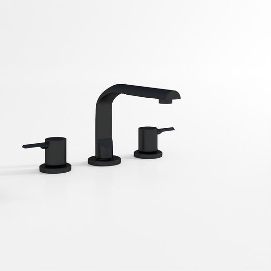 Miscelatore Lavabo a 3 Fori con Bocca Tonda - Nero Opaco