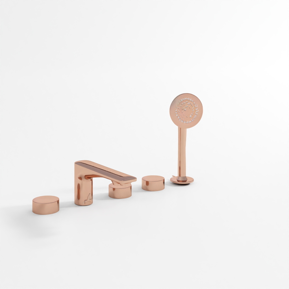 5-Hole Bath Tub Mixer - Blush Gold PVD