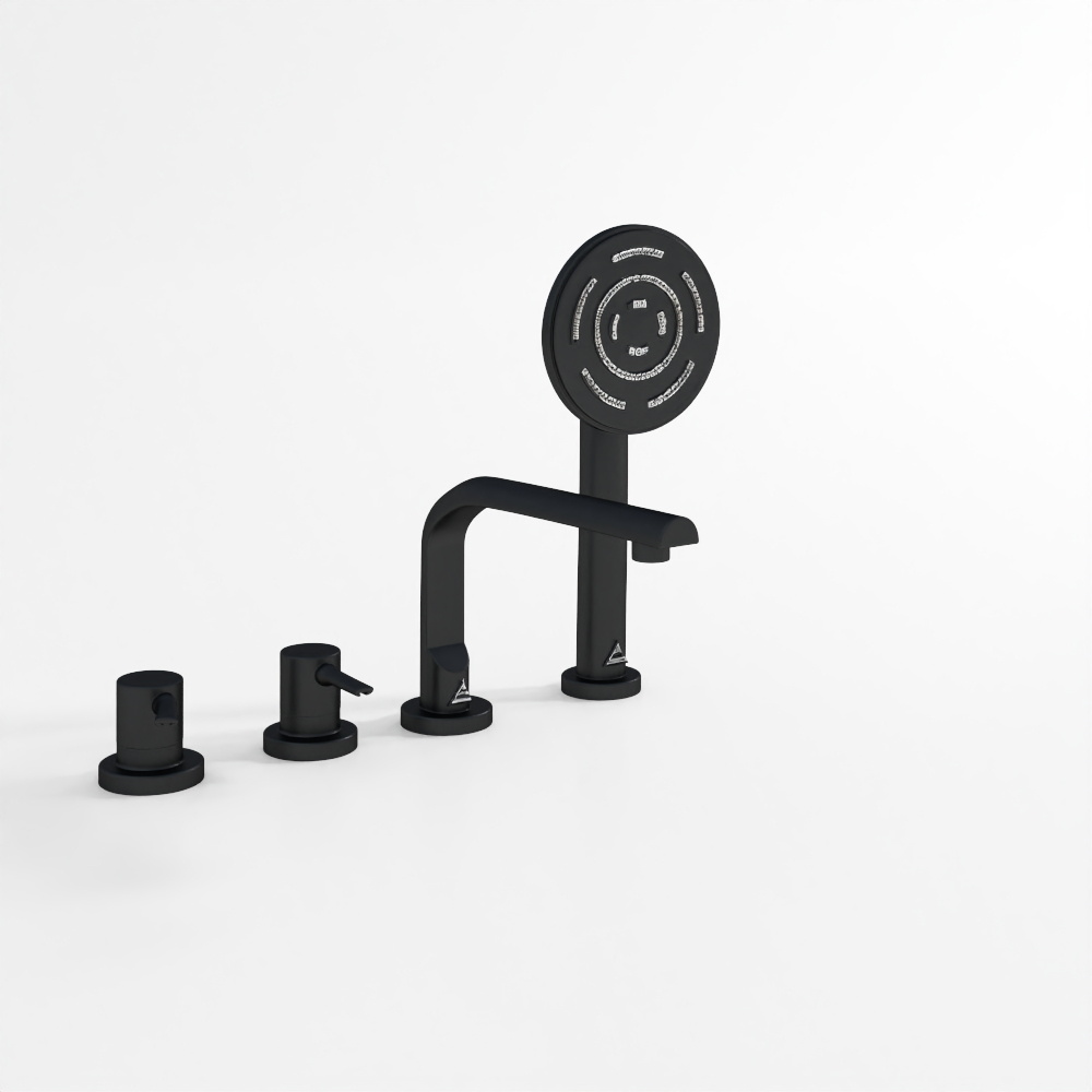 ジャコー4穴サーモスタティックバス＆シャワーミキサー - ブラックマット