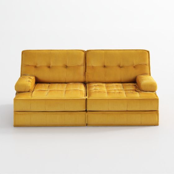 Retro Yellow Sofa 3D model with Cozy Vintage Charm