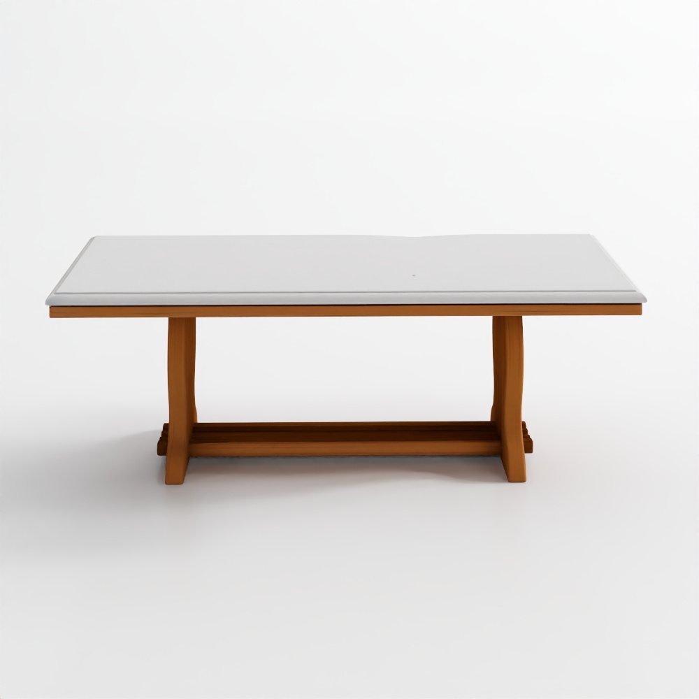 Tavolo da pranzo interno/esterno The Townsend 85,5 in legno di teak e pietra di Jake Arnold