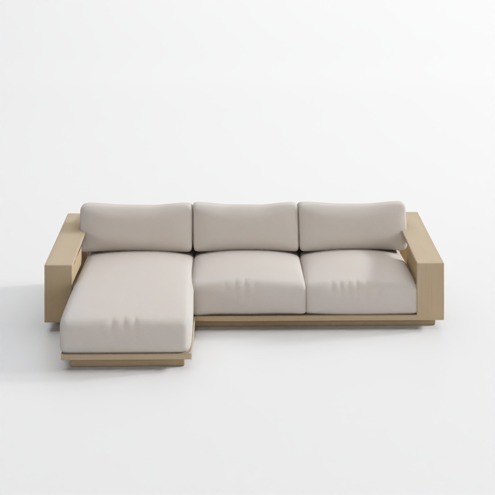 Bộ Sofa Góc Ngoài Trời 2 Món Mallorca Gỗ với Ghế Bành Bên Trái và Đệm Màu Ngà