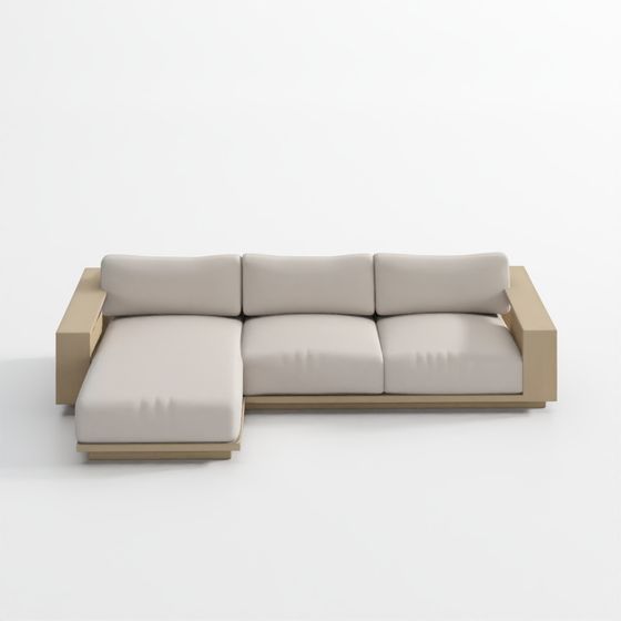 Bộ Sofa Góc Ngoài Trời 2 Món Mallorca Gỗ với Ghế Bành Bên Trái và Đệm Màu Ngà