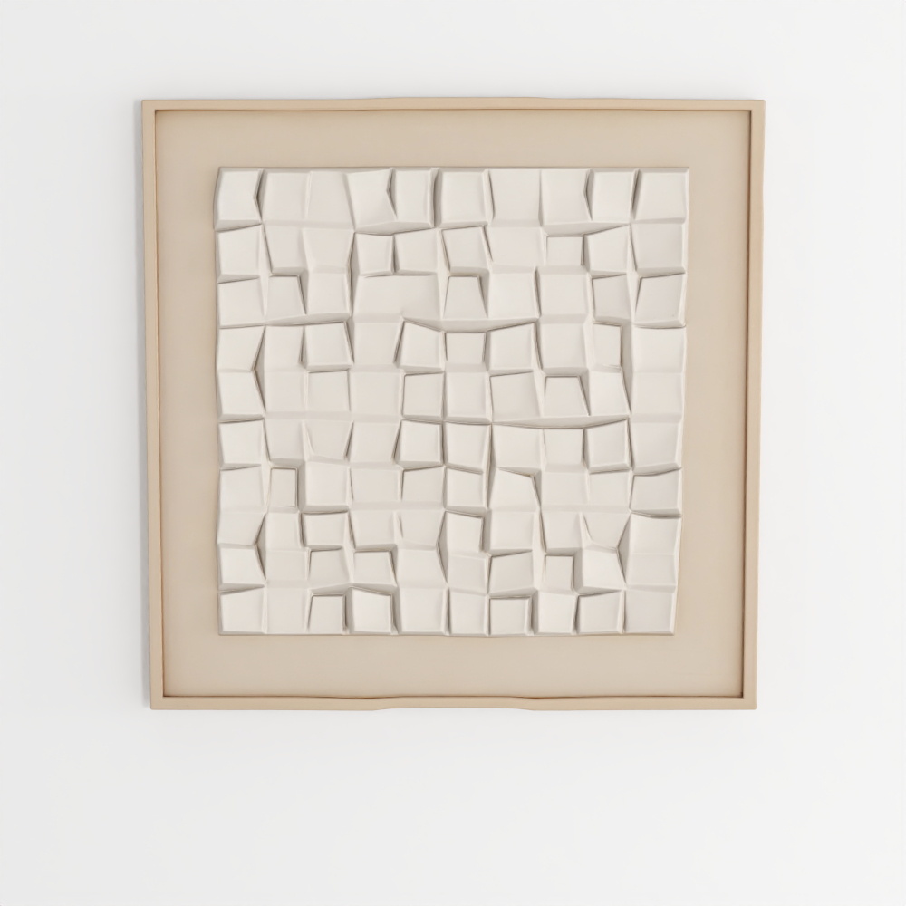 Blanco Weiße Papier-Pulpe mit Rahmen 36x36 Wandkunst