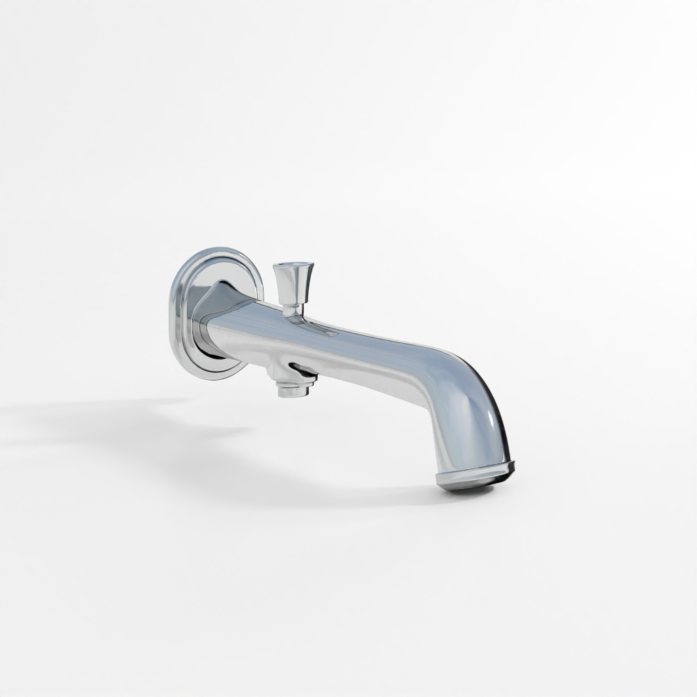 Bath Tub Spout with Button Attachment - Chrome