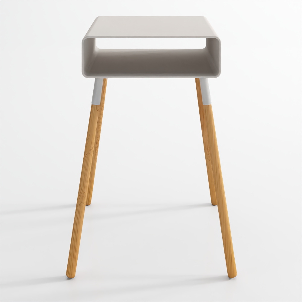 Yamazaki Home Tall Side Table With Storage Shelf, Rectangular Accent Bedside End Table, Steel + Wood