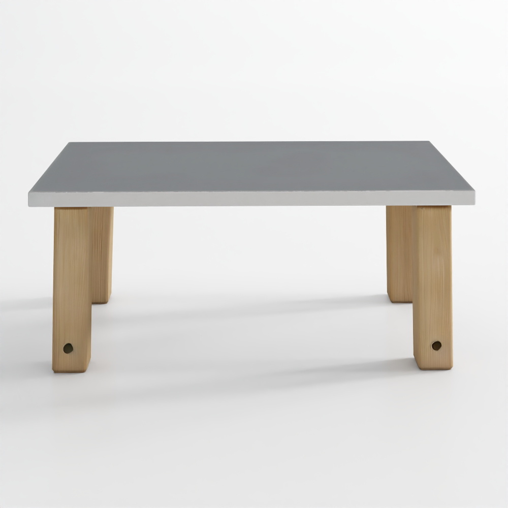 Fauteuil d'extérieur Abbott en béton et acacia à pieds épais