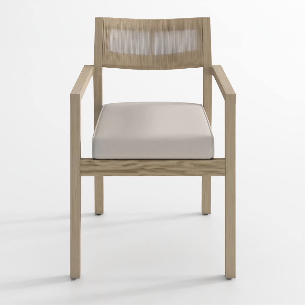 インディオコースタルマホガニー＆ロープ積み重ね可能アウトドアダイニングアームチェア