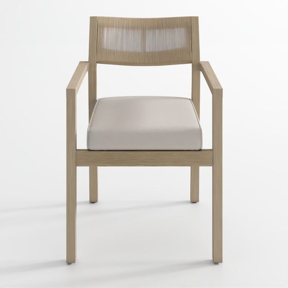 インディオコースタルマホガニー＆ロープ積み重ね可能アウトドアダイニングアームチェア