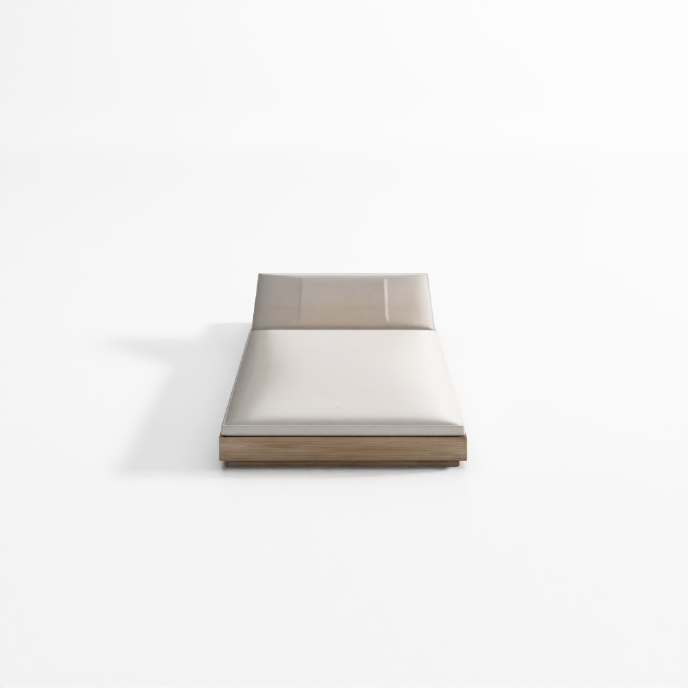 Indio Eucalyptus Modern Platform Outdoor Single Chaise Lounge