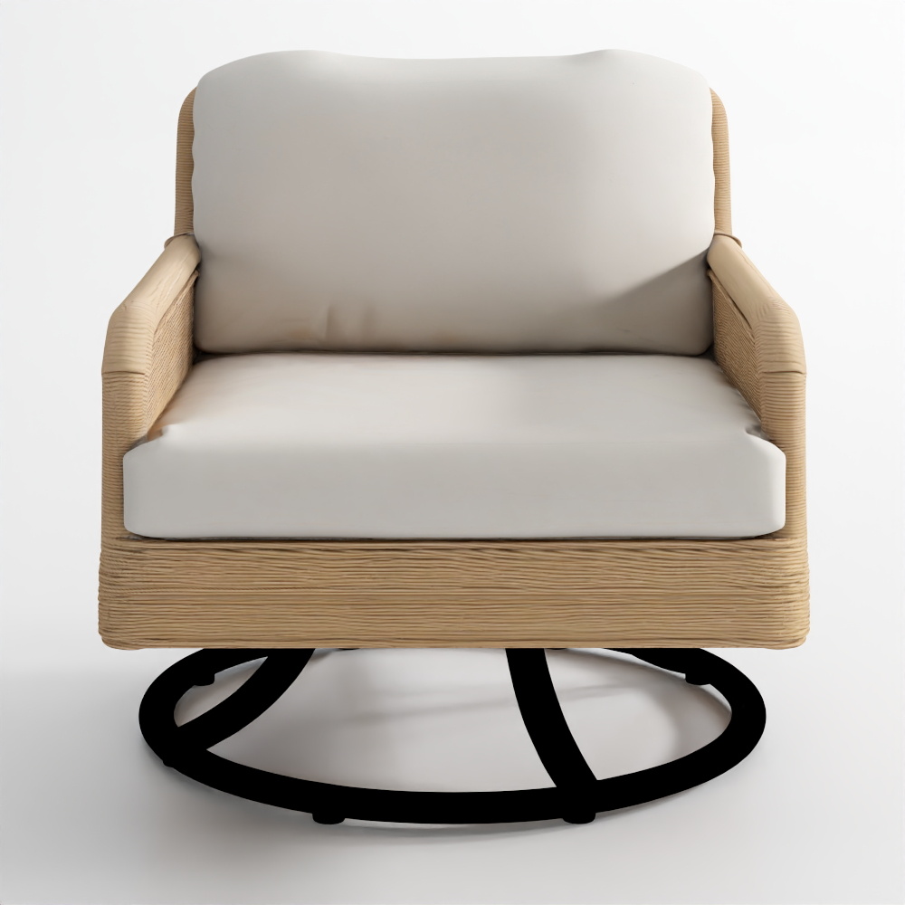 トゥルム編み込み回転式屋外ラウンジチェア