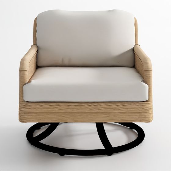 トゥルム編み込み回転式屋外ラウンジチェア