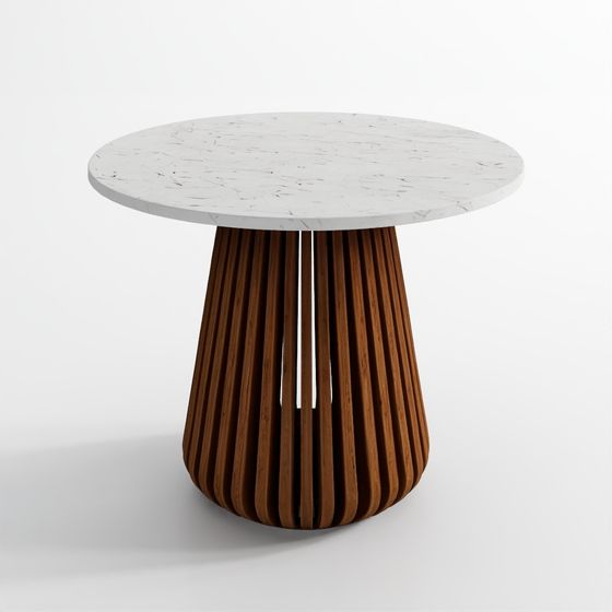 Kendall Solid Wood & Marble Round Dining Table