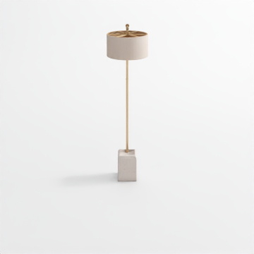 Mane White Marble Arc Floor Lamp with Linen Shade