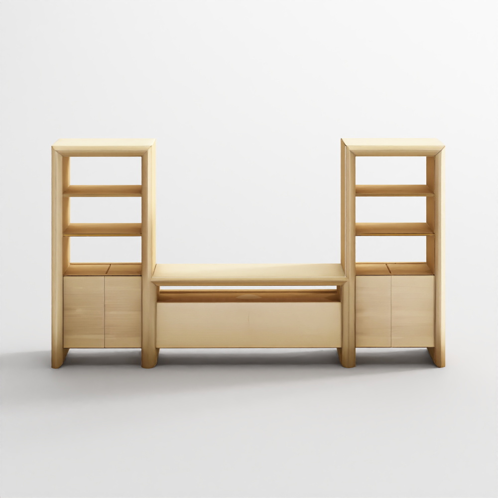 Baja Natural 72 Consola de Medios de Roble y 2 Bibliotecas de Almacenamiento