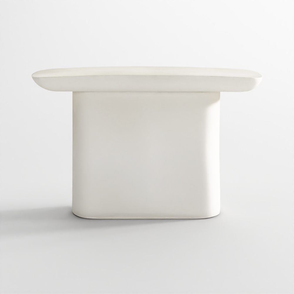 โต๊ะคอนโซล Quarry สีขาวไฟเบอร์สโตนรีไซเคิล ขนาด 48 นิ้ว