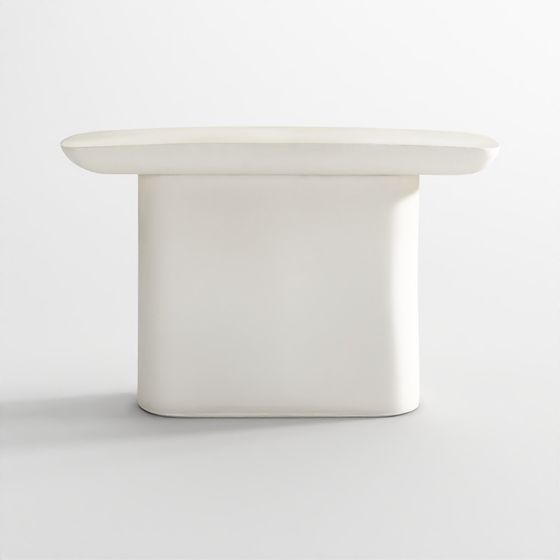 โต๊ะคอนโซล Quarry สีขาวไฟเบอร์สโตนรีไซเคิล ขนาด 48 นิ้ว