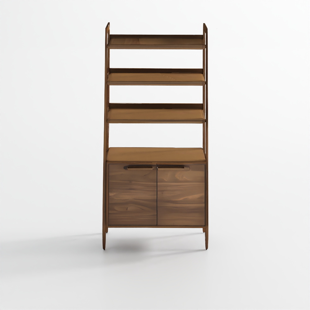 Tate 36 Walnut Wood 3-Shelf Storage Bookcase Cabin